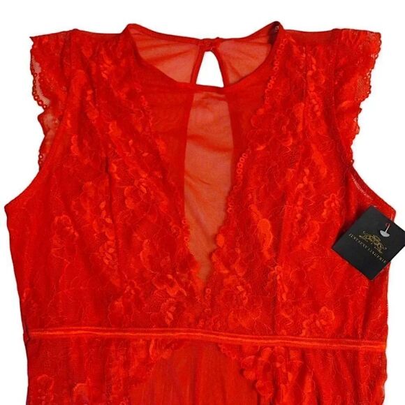 Just Sexy Barbados Cherry One Piece Lace Bodysuit Intimates Large NWT - Picture 2 of 14